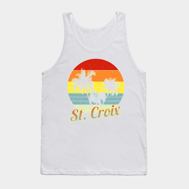 St. Croix Retro Tropical Palm Trees Vacation Tank Top by macdonaldcreativestudios